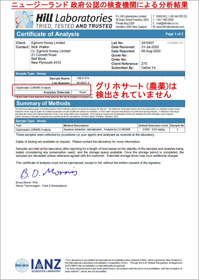 グリホサート検査結果